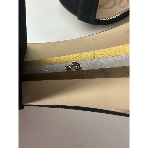 Sam Edelman Sandals Women's Size 10 Black Suede Chunky Heel Ankle Strap Shoes - Picture 3 of 8